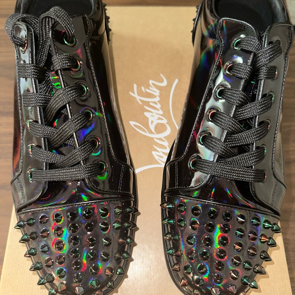 Men’s Christian Louboutin Spiked Sneakers Patent Leather Size 45 / 12 US